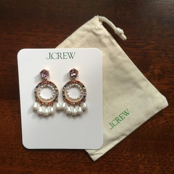 J. Crew rainbow sparkle and pearl earrings NWT - Picture 2 of 8